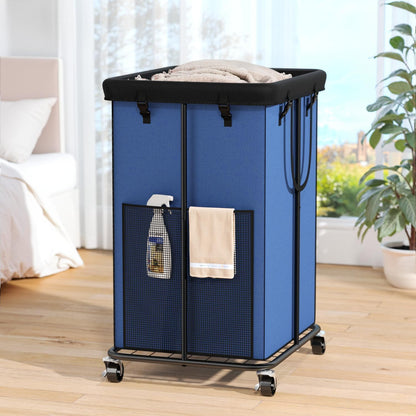Laundry Hamper with Wheels, 150L Rolling Laundry Basket with Bag & Handles | Sturdy Metal Frame | Removable Bag | Large & Tall Dirty Clothes Hampers for Laundry Room, Bedroom, Dorm, Bathroom-Black