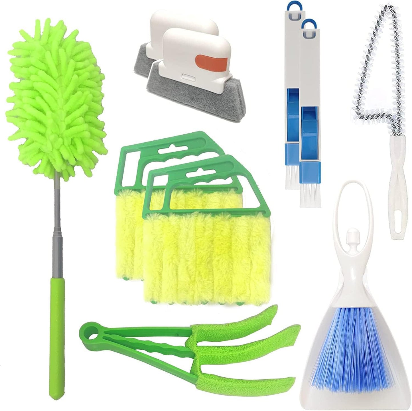 10 Pcs Venetian Window Blind Cleaner Duster Tool Set, Mini Blind Cleaner Duster Brush, Hand Held Air Conditioner Shutters Duster, Dirt Cleaner for Blind, Fan, Air Conditioner, Window Groove Gap (Blue)