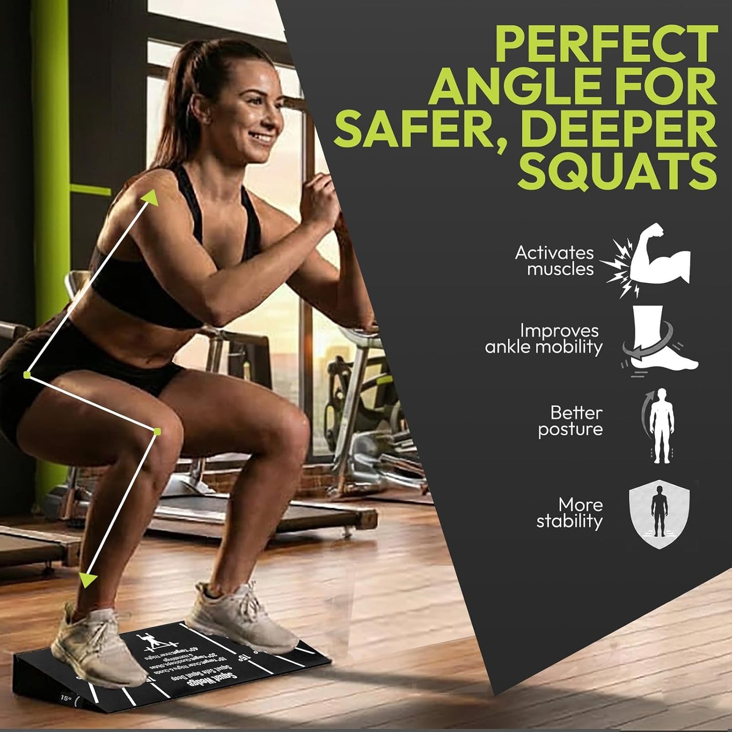 Squat Wedge Block – Non-Slip EVA Material Slant Board with 15°/30°/40° Angle Markings, 15° Heel-Elevated Incline Squat Wedge for Deep Squats & Calf Stretches (Gym, Home, Therapy & Yoga)
