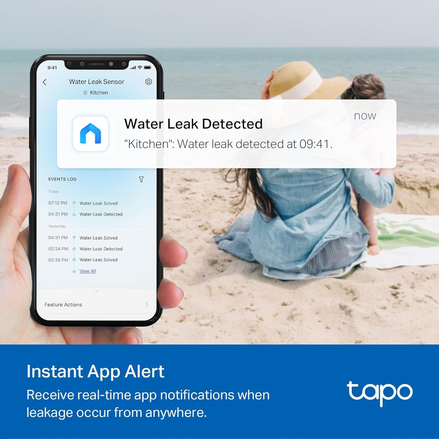 Tapo Smart Water Leak Detector, Requires Tapo Hub, T300 | Water Leak Sensor Wi-Fi with Rapid Dripping Detection, 90dB Adjustable Alarm, App Alerts, Works with Alexa and Google Home