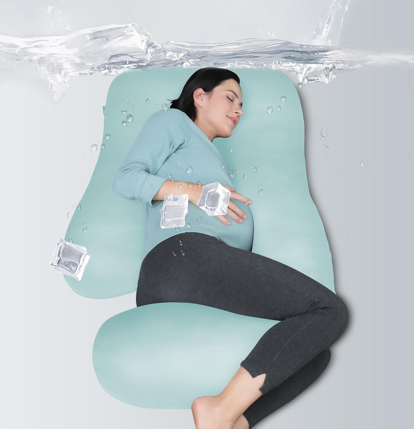 MOON PARK Pregnancy Pillows for Sleeping - 57 Inch U Shaped Full Body Maternity Pillow with Removable Cover - Support for Back, Legs, Belly, Hips - Pregnancy Pillow for Women - Grey