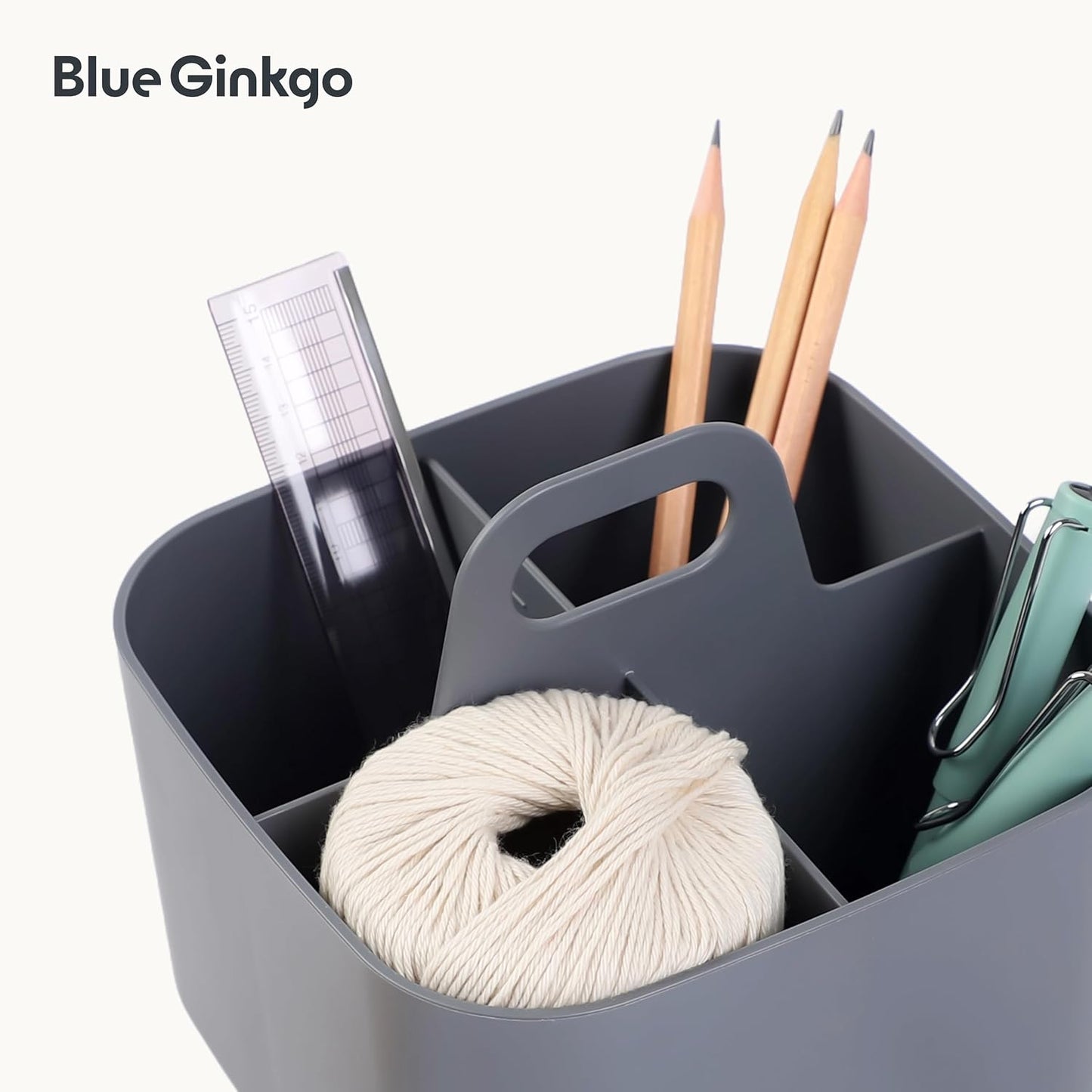 BLUE GINKGO Stackable Organizer Caddy, Rectangle, White, Made in Korea | Portable. Adjustable. Home, Office & School Storage.