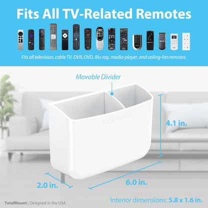 TotalMount Drop-Free Remote Holder – Removable Adhesive Strips – XL Black | Designed in the USA – Simply Put the Remotes In – No Tricky Magnet Alignment Needed (Holds 3 or 4 Remote Controls)