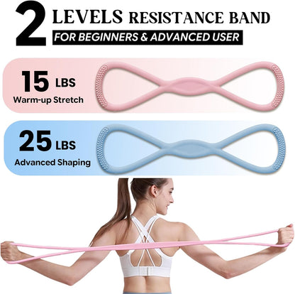 Figure 8 Resistance Band, Figure 8 Resistance Bands for Women Men,Resistance Band Figure for Working Out, Non-Slip Handles, Home Gym, Yoga & Physical Therapy