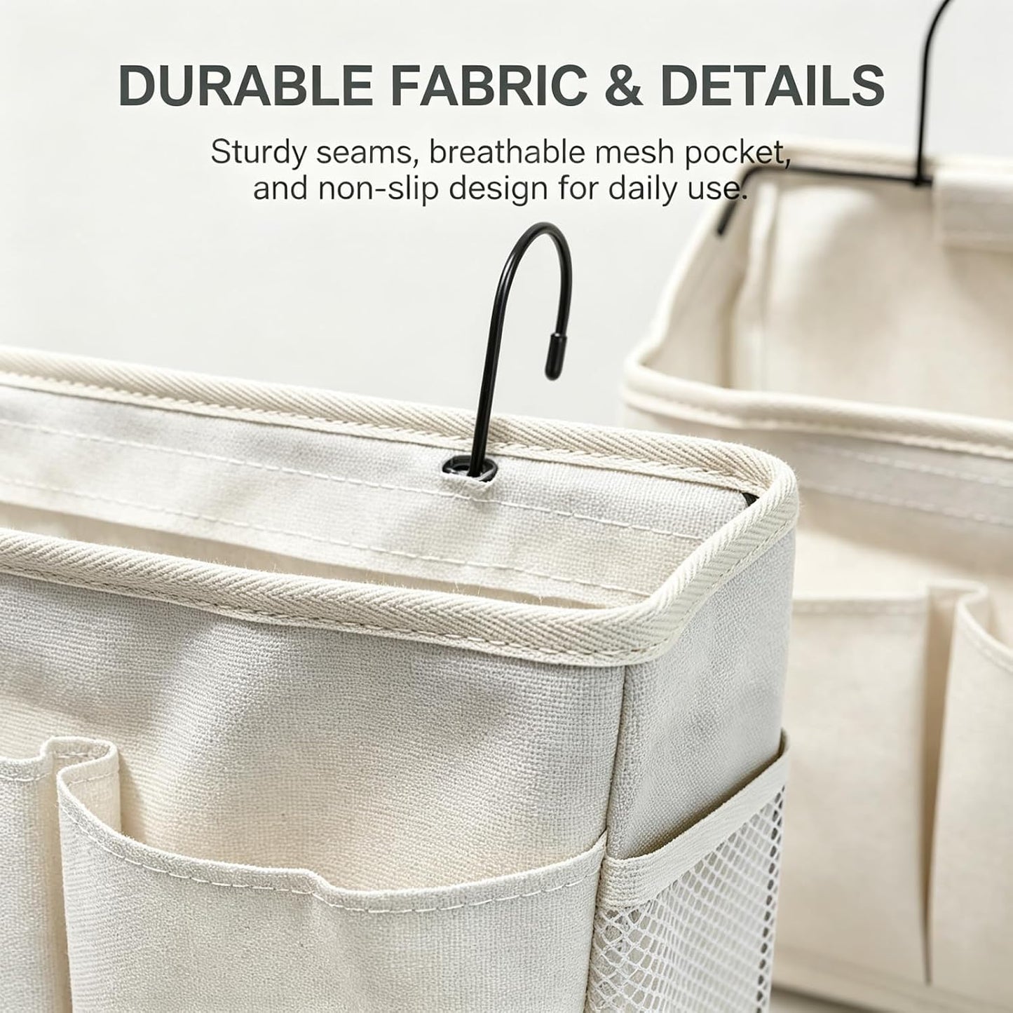 greenbar Bedside Caddy Hanging Organizer for Dorm Bed Rails | Bedside Caddy Wall Bag, Fits Dorm and Bunk Beds, Multiple Pockets for Phone, Books, Glasses, Easy Hanging