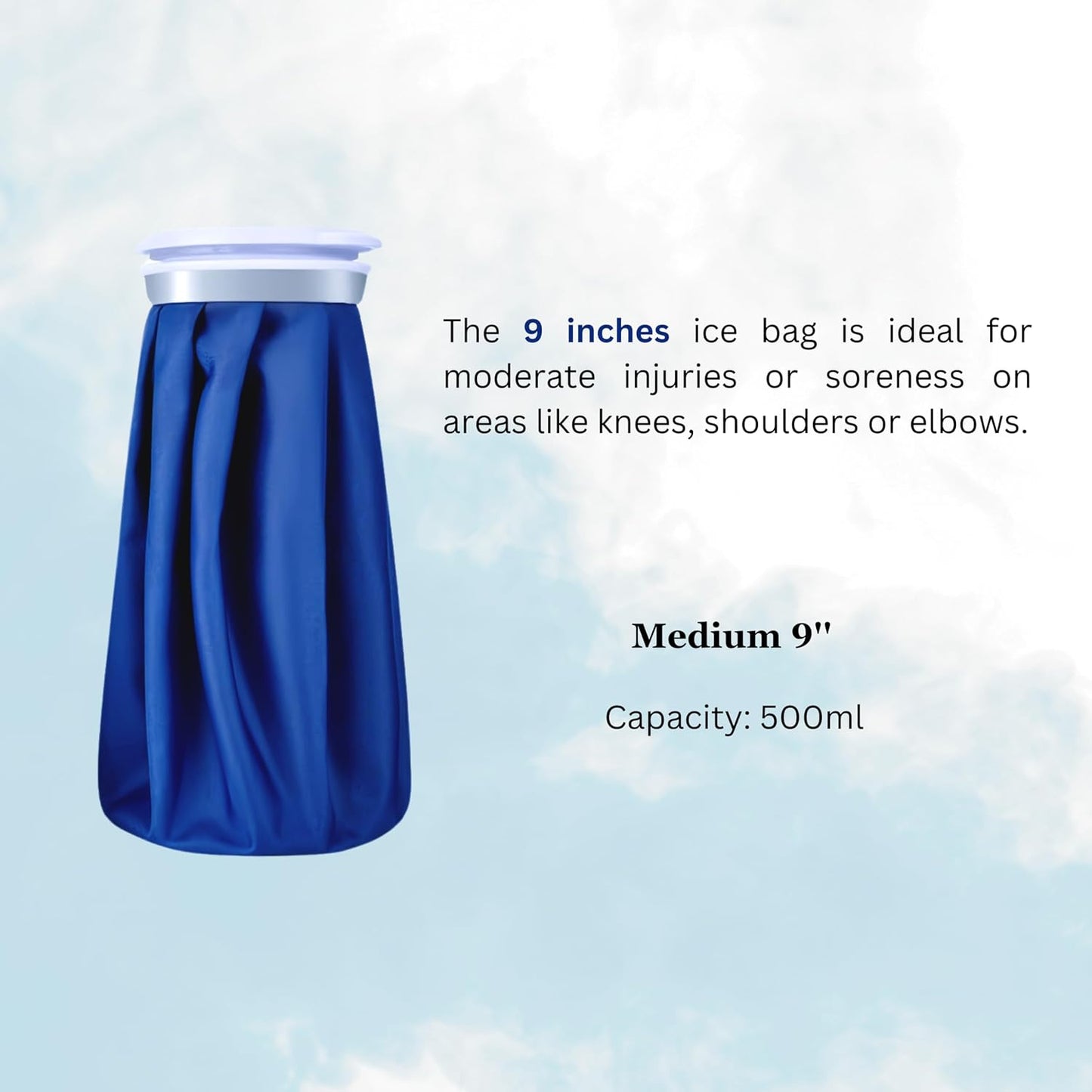 Ice Cold Pack Reusable Ice Bags Hot Water Bag for Injuries, Hot & Cold Therapy and Pain Relief with Elastic Breathable Support Wrap, 4-Pack, 3 Sizes (6"/9"/11") For Hot Therapy is 60℃ (4 IN 1)
