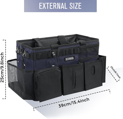 SCAVATA Wearable Cleaning Caddy Bag, Cleaning Caddy Supplies Organizer with Handle & Shoulder Straps for Housekeepers, Under Sink & Car Cleaning Tool Organizers with 4 Foldable Divider (Lake Blue)