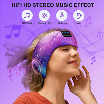 LC-dolida Sleep Headphones Bluetooth 5.4, Headband Headphones Earphones Wireless, Sleep Mask for Gifts,Workout,Jogging,Yoga(Purple)