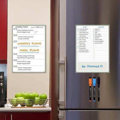 JJPRO Non-Magnetic Dry Erase Weekly Calendar for Fridge, Reusable Weekly Planner and to Do List Whiteboard Bundle -Starts Sunday,8.5"x12" Reusable Calendars Stick to Fridge,Wall, All Smooth Surfaces