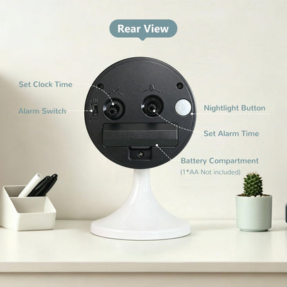 Alarm Clock, Metal 3 inch Silent Non Ticking Small Clock with Night Light, Battery Operated, Desk Analog Clock for Bedrooms Decoration, Old Fashioned Style Clock for Bedside, Adult, Gift