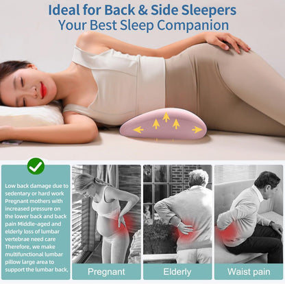 GDLKPS Sleep Lumbar Support Pillow is Used to Relieve Low Back Pain.Memory Foam Back Wedge Bolster Pillow for Side Sleepers for Car, Bed, Chair, Sofa Lower Back Pillow for Sleeping (Pink) (Pink)