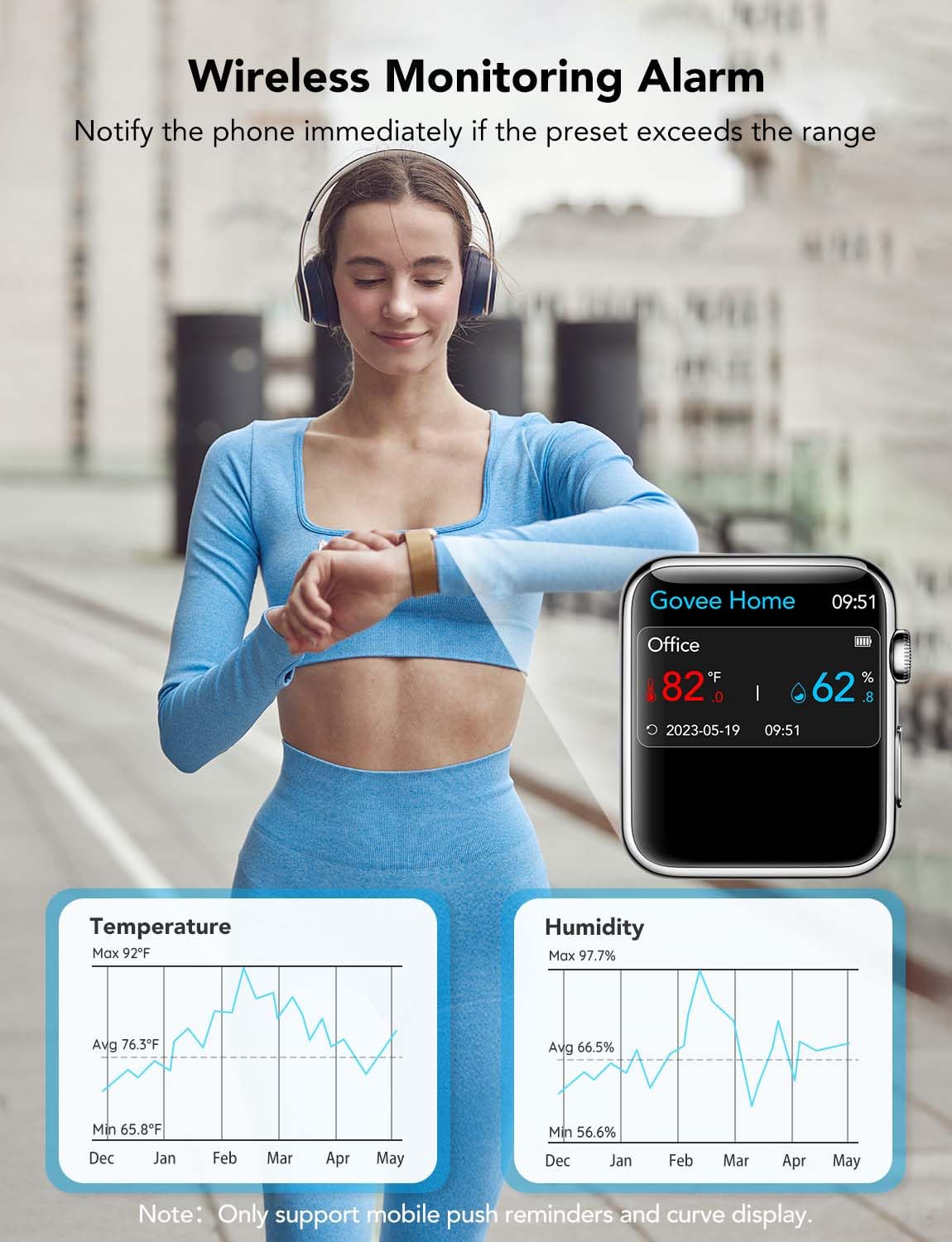 Govee WiFi Thermometer Hygrometer H5103 with Electronic Ink Display | Temp and humidity monitor with alert, 2.4G WiFi & Bluetooth, 2-yr data export. For bedroom, wine cellar, basement