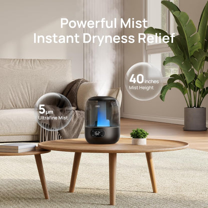 DREO 3L Humidifiers for Bedroom, 30H Runtime, 26 dB Quiet, Black