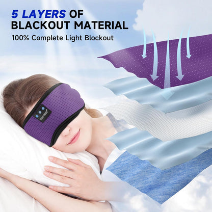 TOPOINT Sleep Mask with Bluetooth Headphones, 3D Eye Mask for Sleep Headphones with White Noise, Total Blackout, 5.4 Bluetooth, Timer, 15 Hours for Women Men, Travel, Meditation, Nap, CPAP Users
