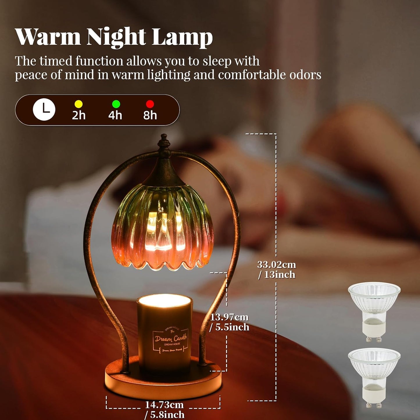GOODBUY Candle Warmer Lamp with Timer Dimmable: Electric Candle Warmer Birthday Gifts for Women Mom - Candle Lamp Warmer House Warming Gifts New Home Decor - Wax Warmer for Jar Candles with 2 Bulbs
