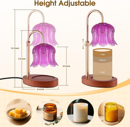 Candle Warmer Lamp Adjustable Timer - Electric Flower Glass Candles Light
