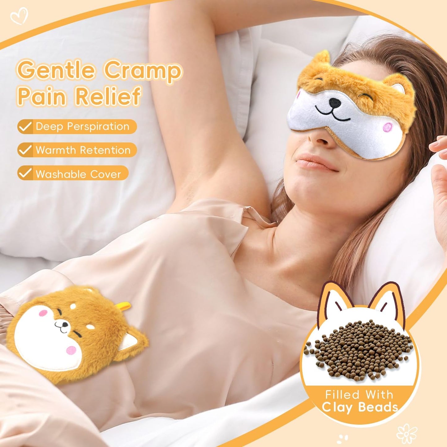 my novel things Microwave Heating Pad with Heated Eye Mask Compress Moist for Relieve Fatigue Period Cramps Uscented Microwavable Heating Pad Cute Bear for Women Birthday Christmas Gifts