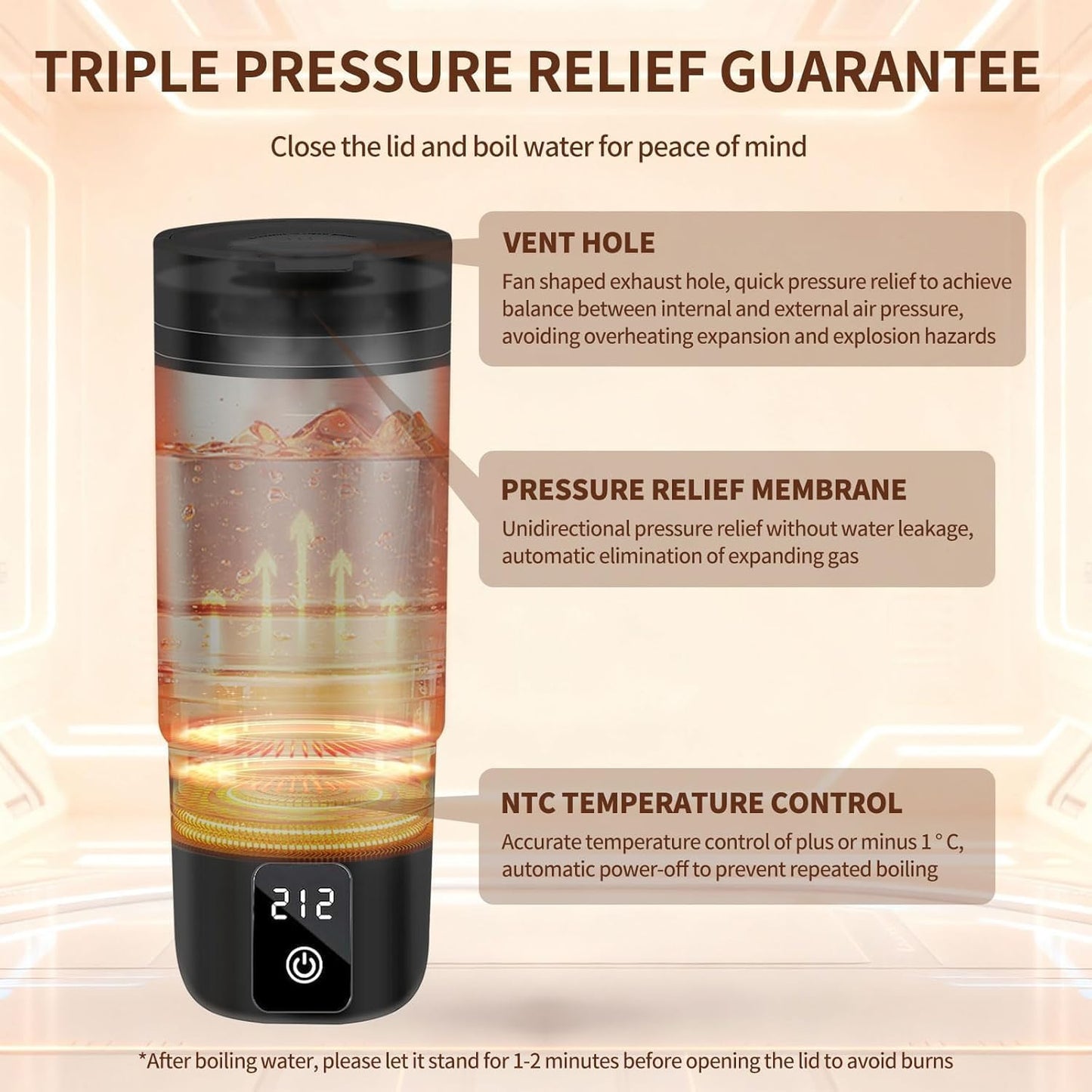 Travel Electric Kettle, Balabulala Portable Water Boiler with 6 Variable Presets,Small Electric Kettle With Silicone Base Cover to Prevent water, Boil Dry Protection,14oz
