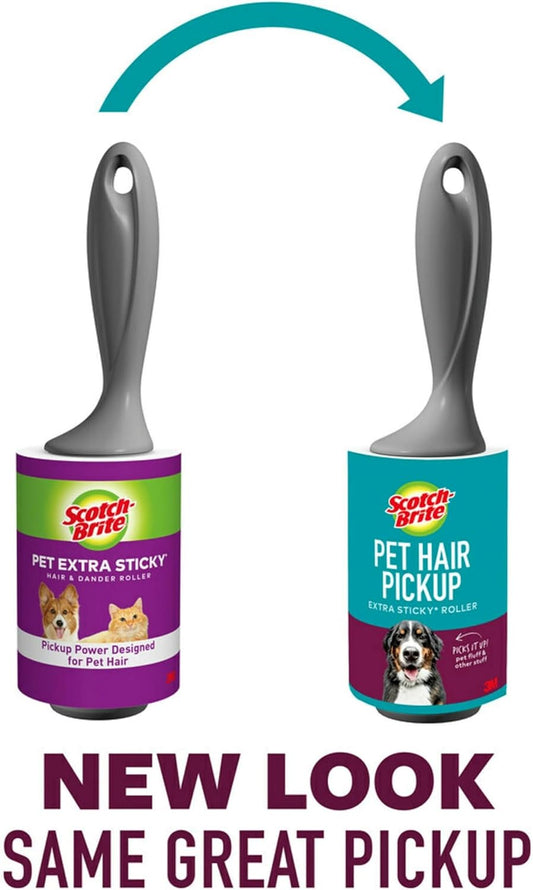 Scotch-Brite Pet Hair Extra Sticky Lint Roller, 95 Sheets Total,1 Pack | Designed for Removing Fur + Fluff on Couches, Clothes, Dog and Cat Beds, & More