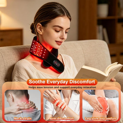 Red Light Therapy for Neck, Cordless Neck Heating Pad with Vibration