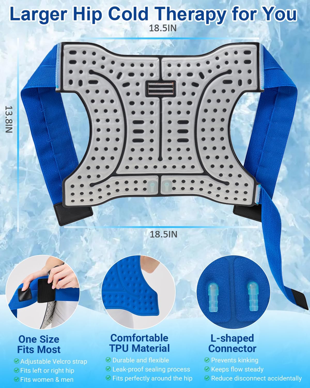 JOBYNA Leakproof Cold Therapy Knee Pad – Compatible Exclusively Ice Therapy Machine, Continuous Circulating Ice Knee Wrap for Post-Surgery Recovery, ACL, Meniscus Tear – No Gel Replacement Pad