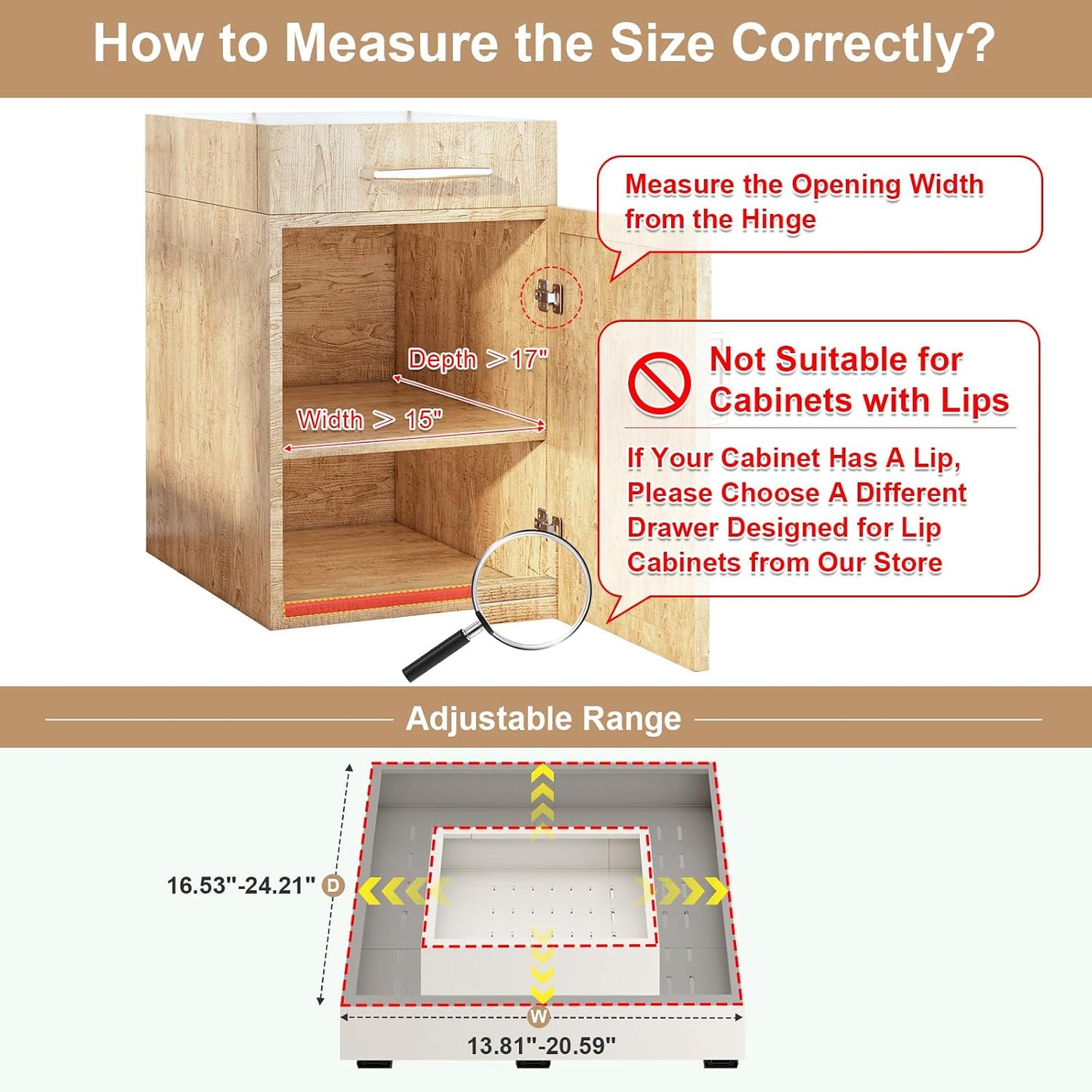 Fokyfok Pull Out Cabinet Organizer,23"-31"W,17"-24"D,Expandable,Adhesive | No Drill,5 Rails,Adjustable Slide out Drawers for Kitchen,Pantry,Roll out Shelves,Cabinets Without Lip,Framless,White,1PC