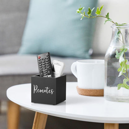 DRASTAR Remote Control Holder, Wood TV Remote Holder, Remote Storage Caddy, Remote Control Organizer (Black, 2 Slots)