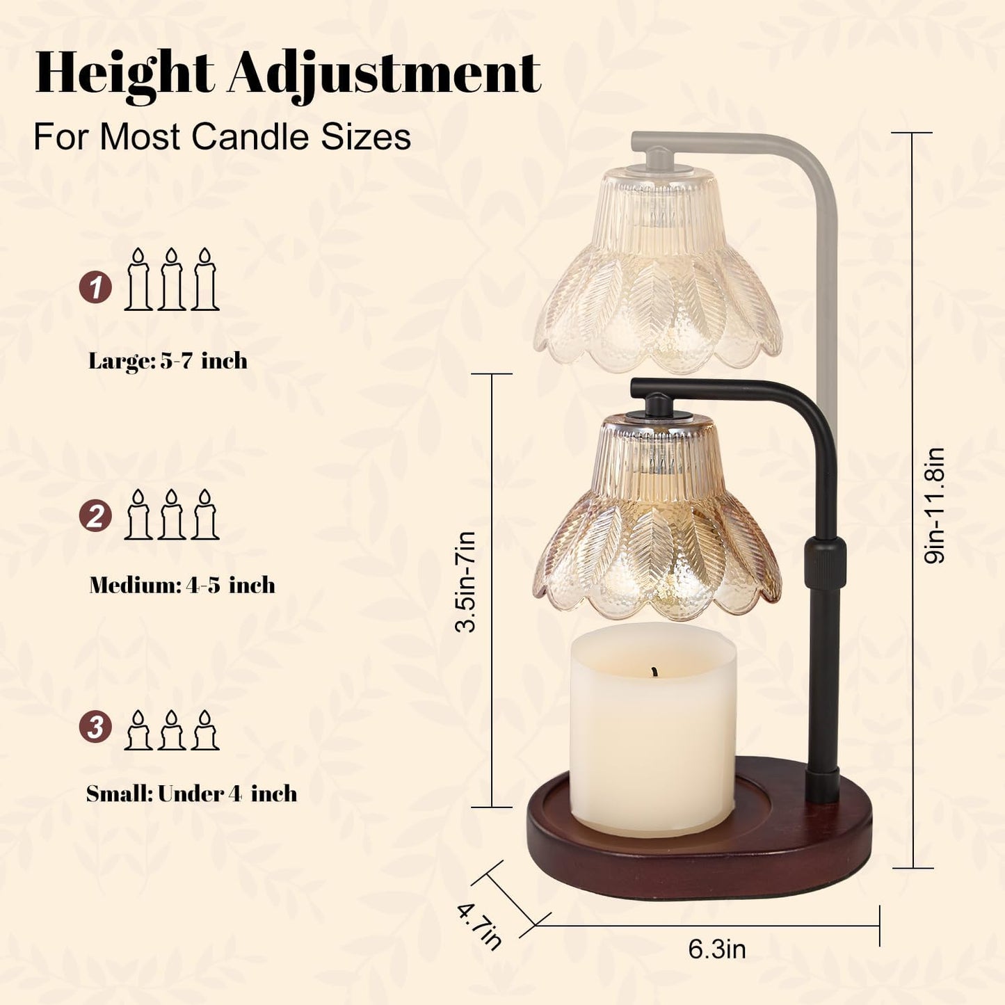 Candle Warmer Lamp,with Timer & Dimmer(3Bulbs),Candle Lamp Warmer Height Adjustable,Gifts for New Home,House Warming Gift,Birthday Gifts for Women/Daughter/Mom/Friend-Black