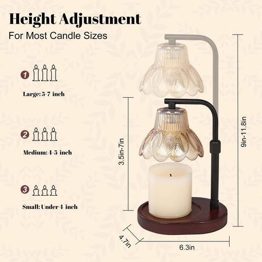 Candle Warmer Lamp,with Timer & Dimmer(3Bulbs),Candle Lamp Warmer Height Adjustable,Gifts for New Home,House Warming Gift,Birthday Gifts for Women/Daughter/Mom/Friend-Black