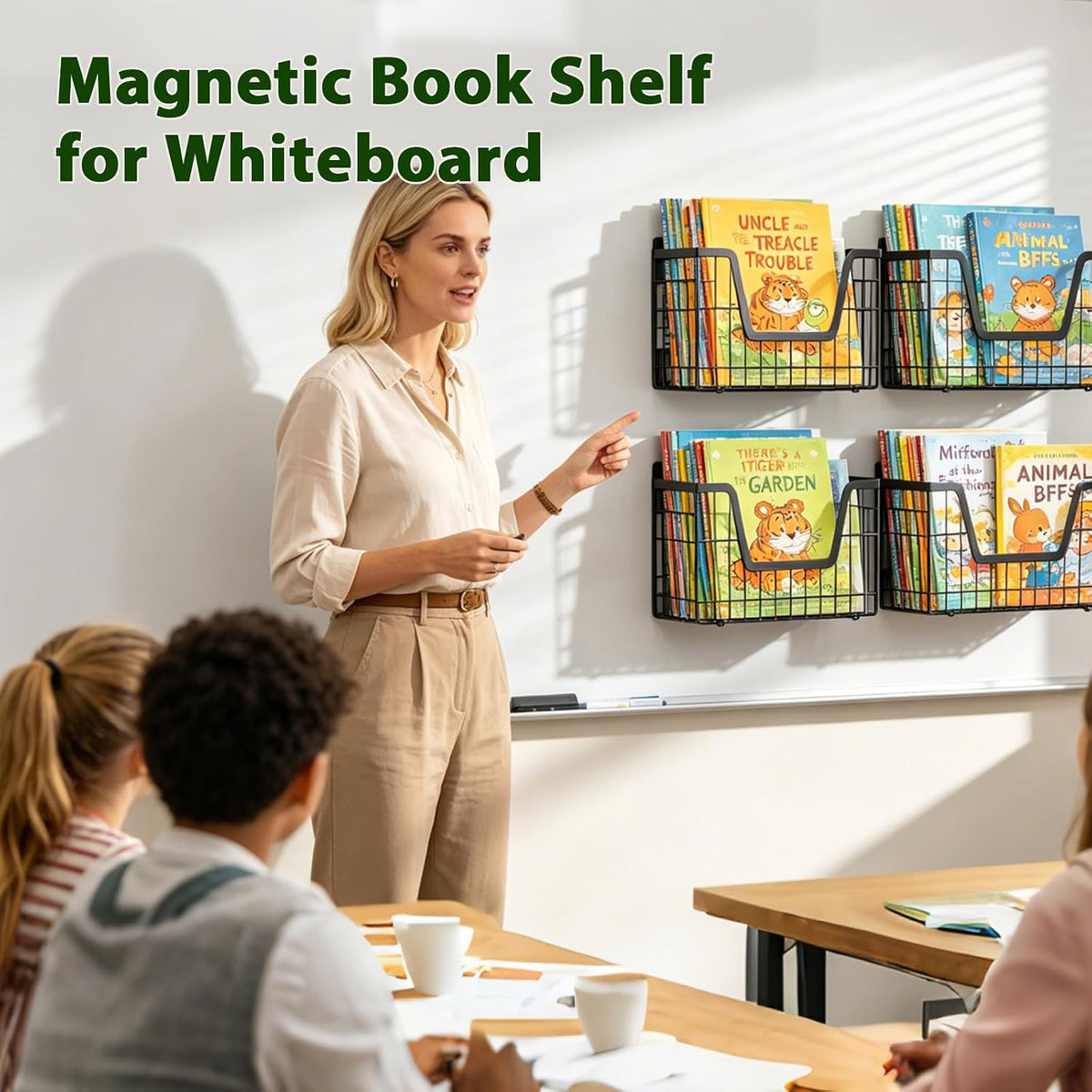 Magnetic Shelf for Fridge, Fruit Basket Magnet Shelves with 2 Hooks
