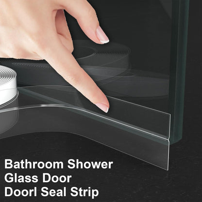 Weather Stripping Door Seal, 20 Ft Shower Door Seal, Clear, 1 in | Flexible door sweep for frames, fits doors, windows, and glass showers, seals gaps up to 0.5", blocks air leaks and dust