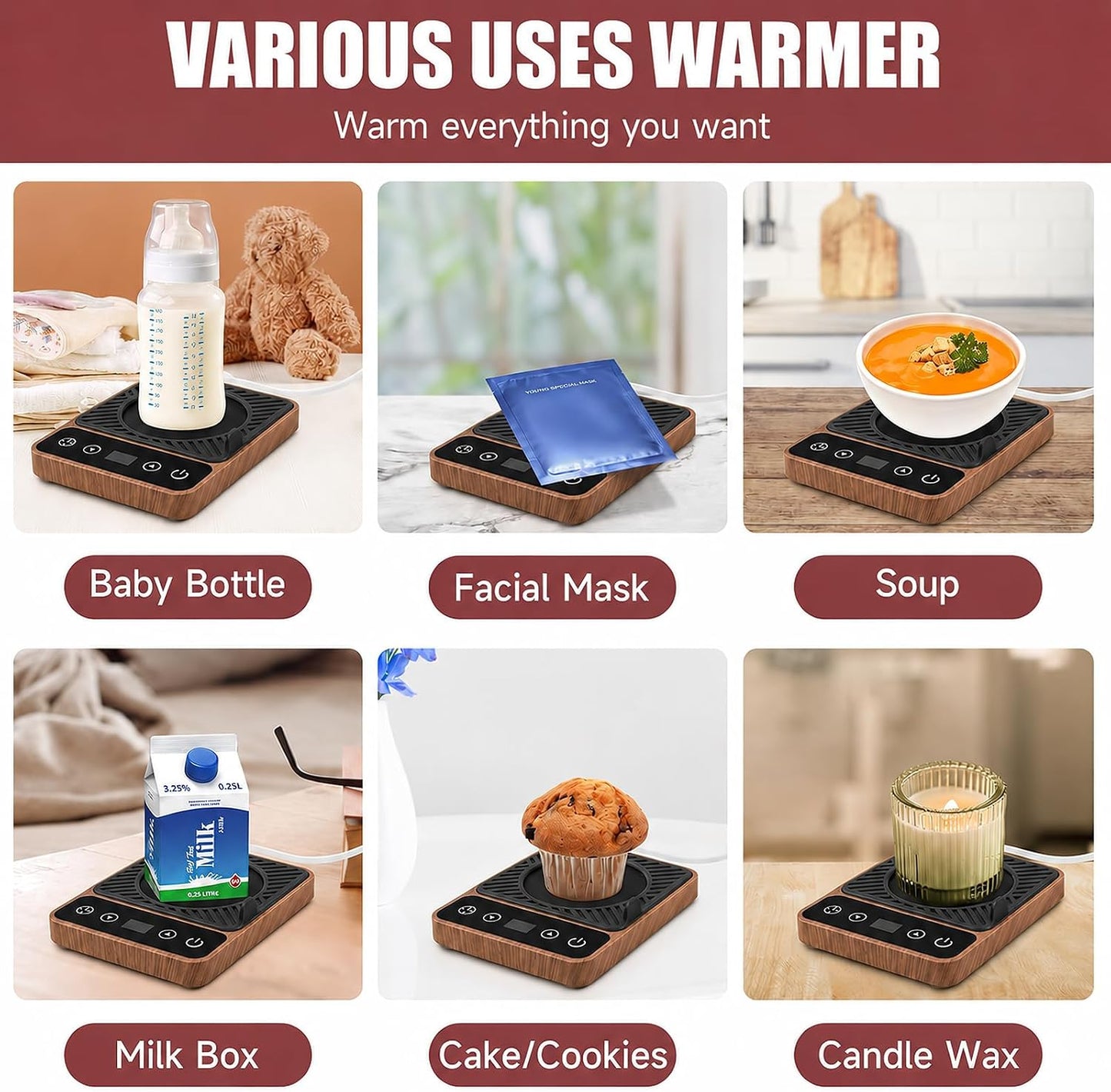 Mug Warmer - Electric Coffee Mug Warmer with Timer,Coffee Cup Warmer for Desk Auto Shut Off,Smart 6-Temperature Control, Coffee Accessories for Coffee Lovers, White | Coffee Cup Warmer for Desk Auto Shut Off,Smart 6-Temperature Control, Coffee