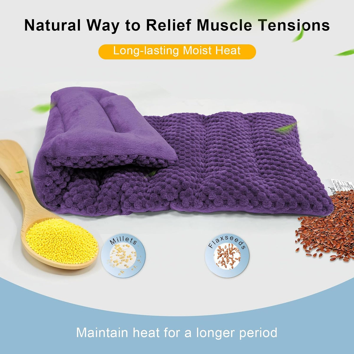 Microwave Heating Pad 16x7 inches Microwavable Heat Pack for Muscle Pain Relief Moist Rice Clay Bean Bag Pack Heat Therapy for Shoulders, Lower Back, Abdomen Cramps Hot Cold Compress Reusable 1.8 LBS