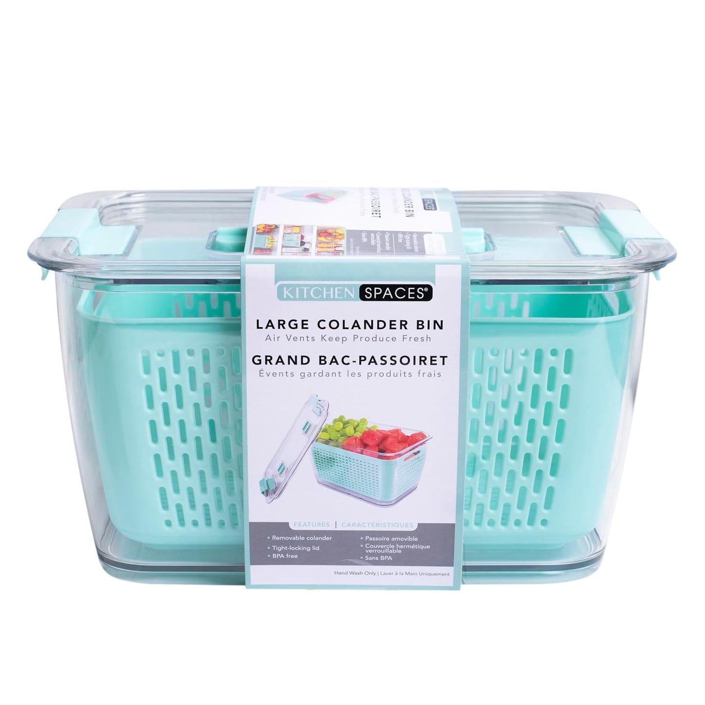 Kitchen Spaces Stackable Fridge Storage Colander Containers, Variety Pack | 3 Sizes to Store Fresh Produce, Organize Washed Fruits and Veggies, Snap and Seal Lids with Adjustable Vents, Hand Wash Only