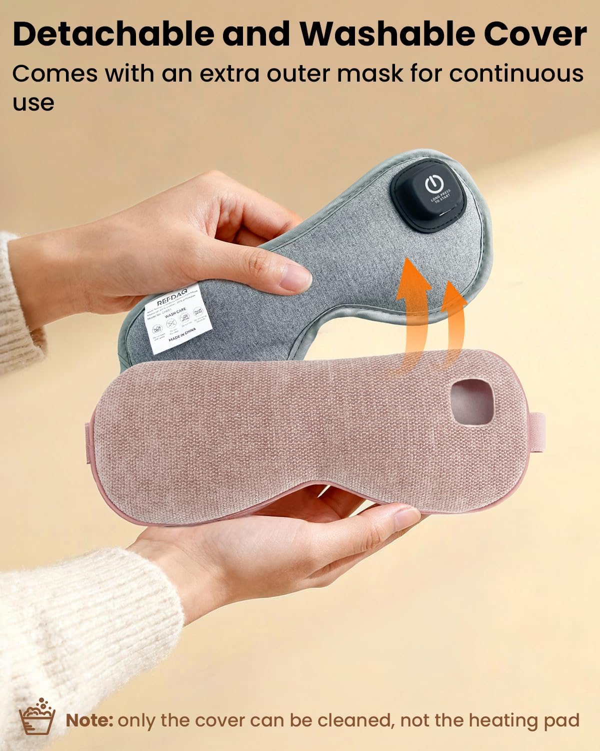 Cordless Heated Eye Mask, Rechargeable Mask with 4 Heat Levels for Dry Eyes
