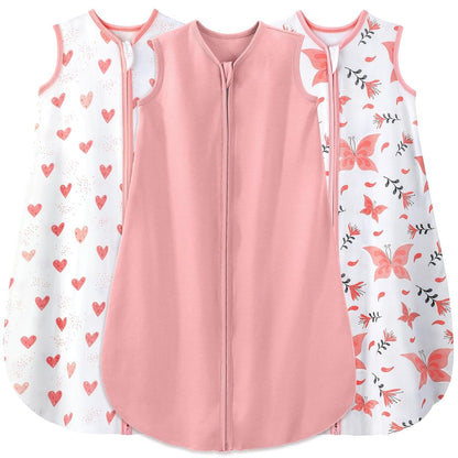 Yoofoss Baby Sleep Sack 0-6 Months Wearable Blanket for Babies 100% Organic Cotton 2-Way Zipper TOG 0.5 Toddler Sleeping Sack 3 Pack, Sleep Sacks