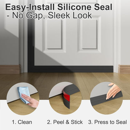 Elvone Weather Stripping Door Seal for Door Frames, 20 Ft x 1 in, Clear | Self-adhesive flexible silicone seal tape for door frame gaps and window gaps. block drafts, dust, and noise