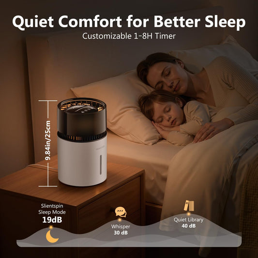 Mist-Free Evaporative Humidifier for Bedroom, Top Fill Humidifier Work with Tap Water, Touch Control,USB Powered, Sleep Mode, Night Light,1–8H Timer, Easy-Clean Design for Home Office-3L