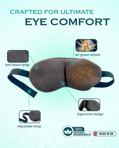 Heated Eye Mask for Dry Eyes, Stye, Blepharitis & Puffiness Relief – Microwavable Warm Compress with Soft Fleece – ThermoDR Reusable Mask for Fatigue, Strain, Sinus & Irritation – Grey