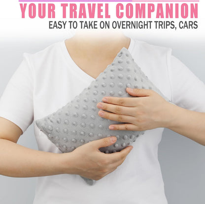 Small Knee Pillow for Side Sleepers, Soft Leg Pillows Relief from Knees, Sciatica, Hips, Joints Between Legs, Back Pain When Side Sleeping, Leg Alignment Knee Support Pillow, Minky Dot Black