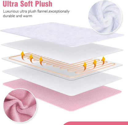 Foot Warmer Electric, Heating Pad King Size Ultra Soft Flannel, Extra Large for Bed, Abdomen, Feet, Back, Cramp, Office/Home Under Desk, 10ft Cord, Auto Off, 22" x 20" - Blue