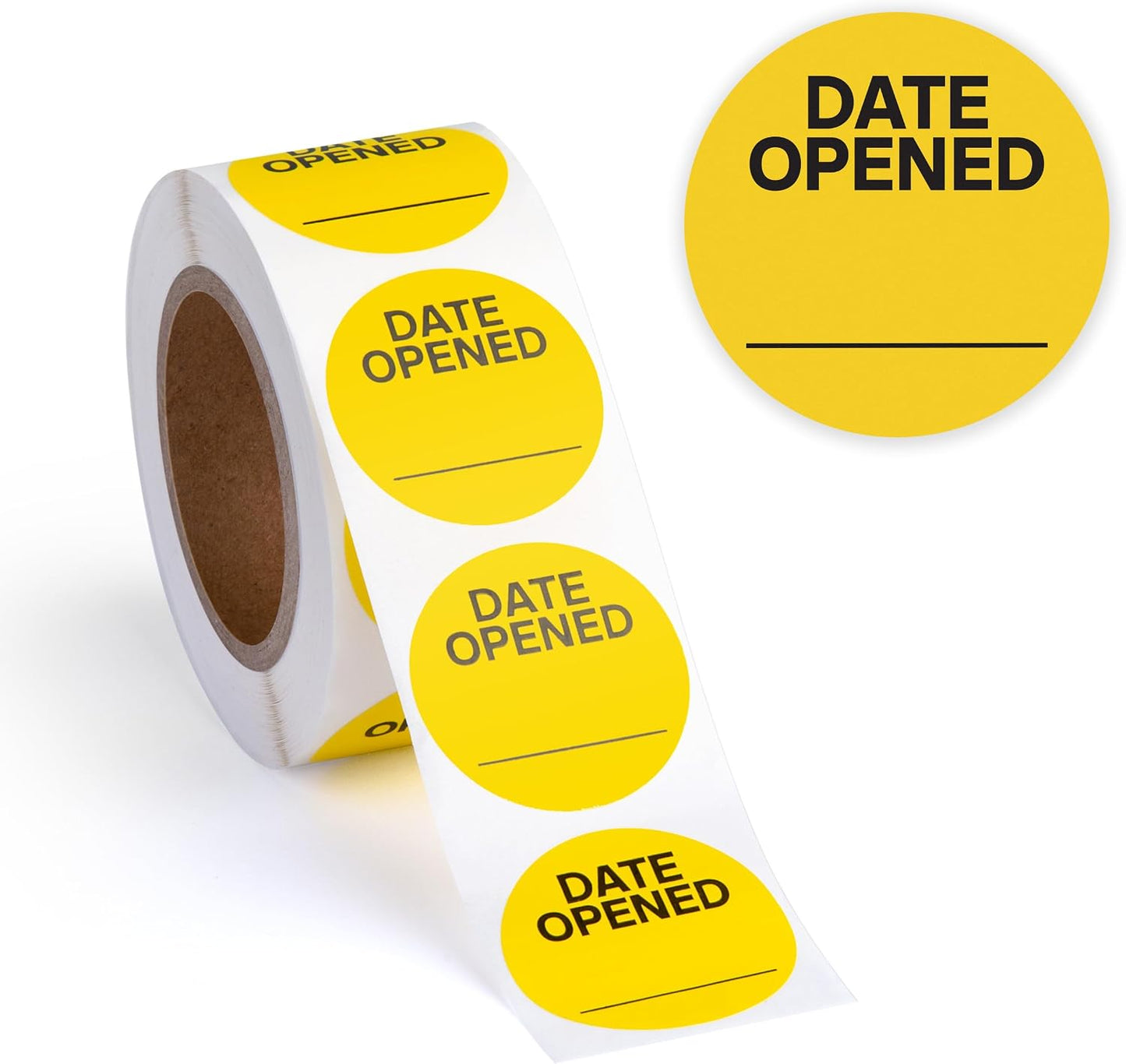 500pcs Date Opened Stickers Label Roll, 1.25" Diameter | Medication & Food Expiration Date Stickers Safety Label