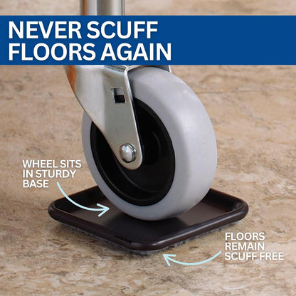SoftTouch 2-1/2" Square Reusable Carpet Bottom Furniture Caster Cups for Office Chairs, Desks, and Carts, Furniture Wheel Caster Cups for Carpet and Hardwood Surfaces, 12-Pack, Brown/Gray