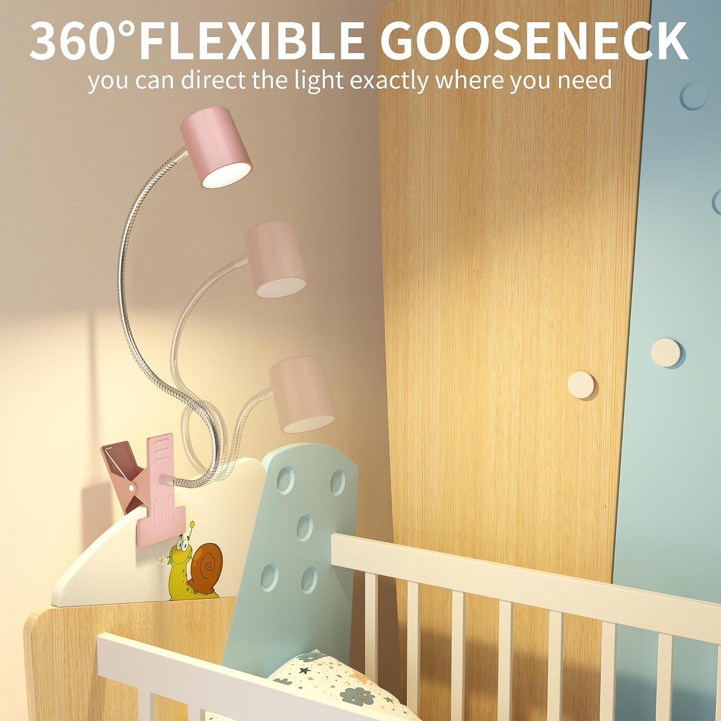 Desk Lamp USB Clip On Light,Book Lights for Reading at Night Clamp Light | 3 Color Modes,10 Brightness Clamp Light,360° Gooseneck LED Reading Light for Books in Bed,Eye-Care for Home Office,Headboards