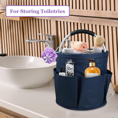 17L Cleaning Caddy with Handle and 6 Pockets, Foldable Cleaning Supply Caddy, Portable Shower Caddy in 600D Oxford Fabric, Multifunctional Storage Basket for Camping, Gardening, Black