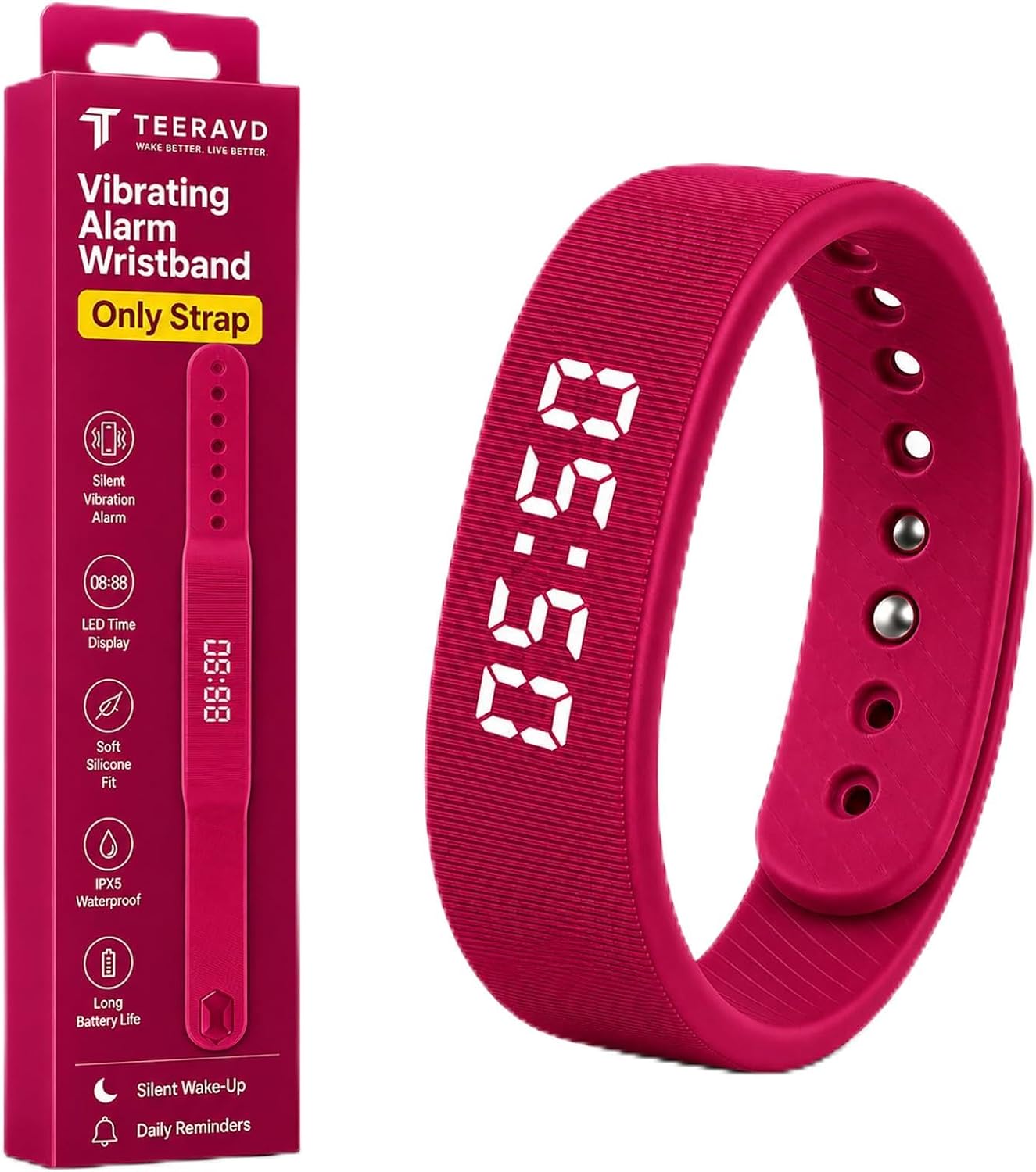 Vibrating Alarm Wristband Clock for Heavy Sleepers Wake Band Wrist Watch Silent Vibration Bracelet Loud Adults Strike Deaf People Despertar with that Won't Partner Extremely Deep