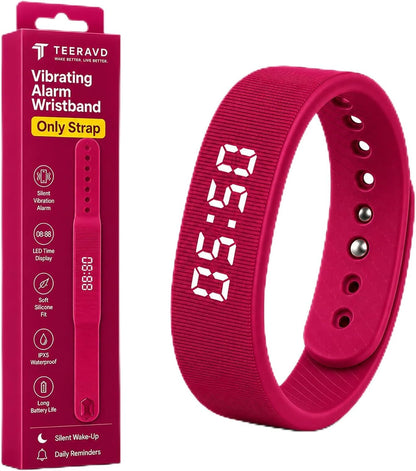 Vibrating Alarm Wristband Clock for Heavy Sleepers Wake Band Wrist Watch Silent Vibration Bracelet Loud Adults Strike Deaf People Despertar with that Won't Partner Extremely Deep