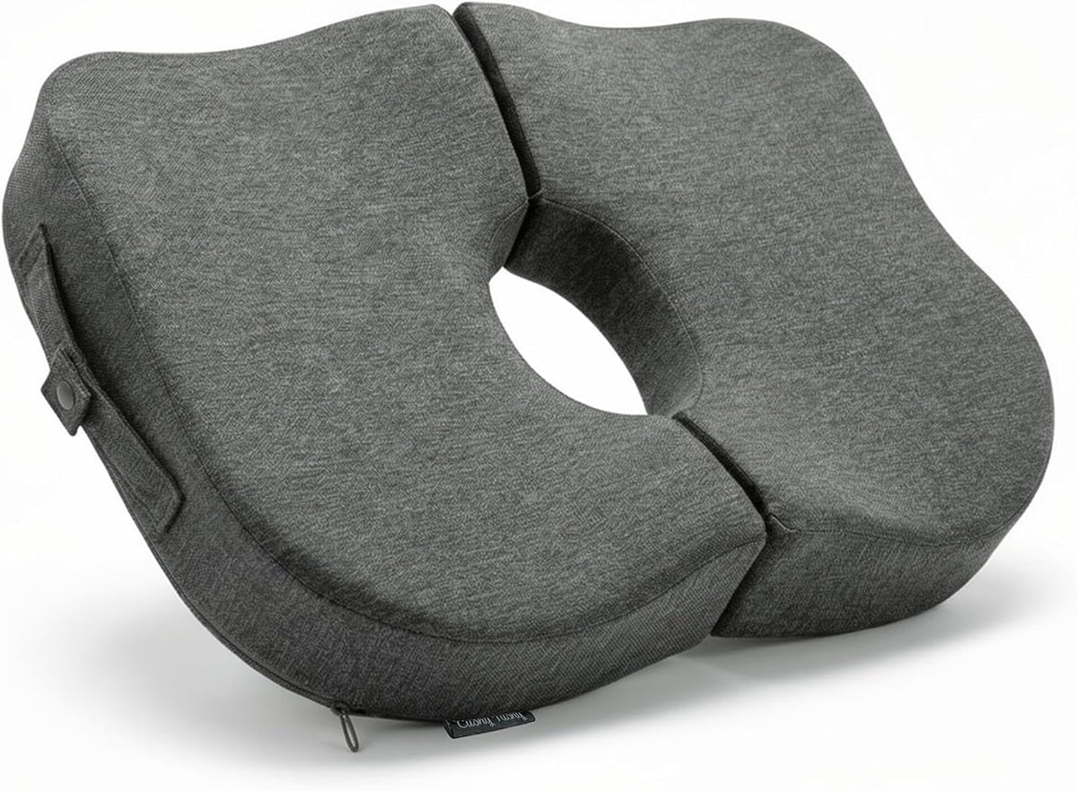 Cushy Tushy Premium Foldable Travel Seat Cushion - for Relief of Lower Back, Sciatic, Butt and Tailbone Pain - for Home & Office Use, Perfect for Travel or Driving - Coccyx Seat Cushion