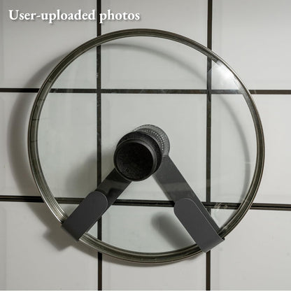 Pot Lid Rack Organizer holder for Cabinet Door/Wall With Suction Cup, No Drilling, Adjustable Rotating Arm Design Fits 6-14" Lids(Charcoal gray)