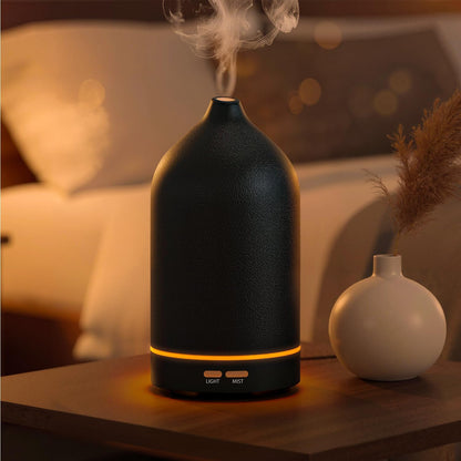 URPOWER 180ML Ceramic Essential Oil Diffuser, Ultrasonic Aromatherapy Diffuser with 7-Color Lights, Auto Shut-Off, Quiet Oil Diffuser for Bedroom, Home Office